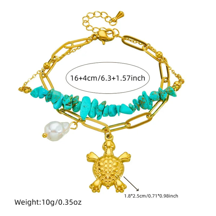 Exclusive Turquoise Stainless Steel Turtle Bracelet