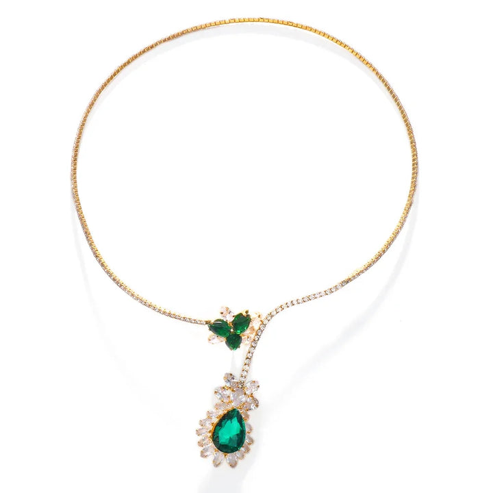 Vintage Emerald Flower Necklace