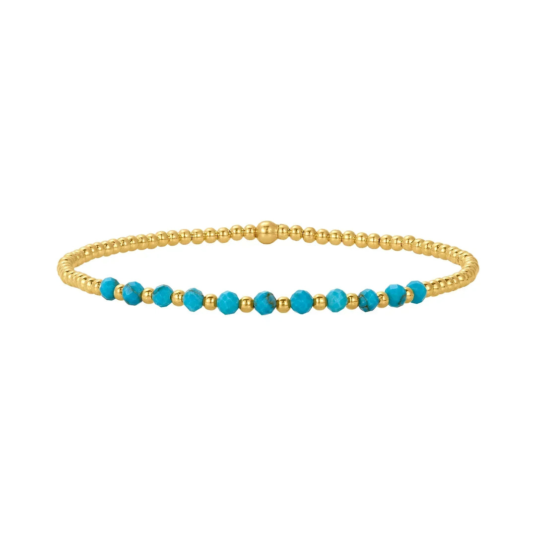 Chic 18K Gold Turquoise Bead Bracelet