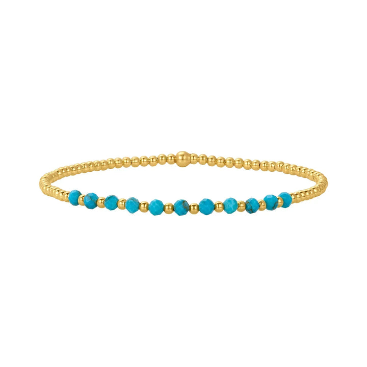 Chic 18K Gold Turquoise Bead Bracelet