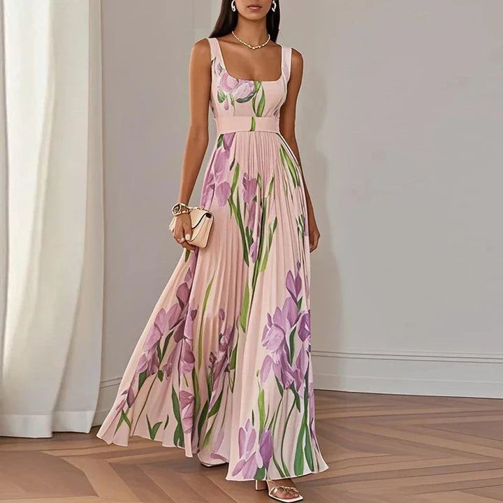 Evelisse | Pleated Floral Maxi Dress