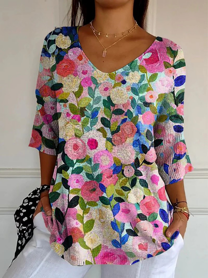 Lucienne | Vintage Floral Knit Top