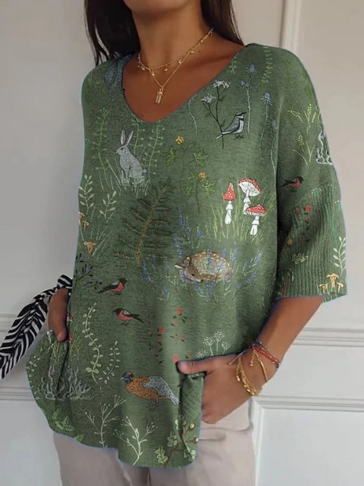 Rosalie | Vintage Floral Knit Top