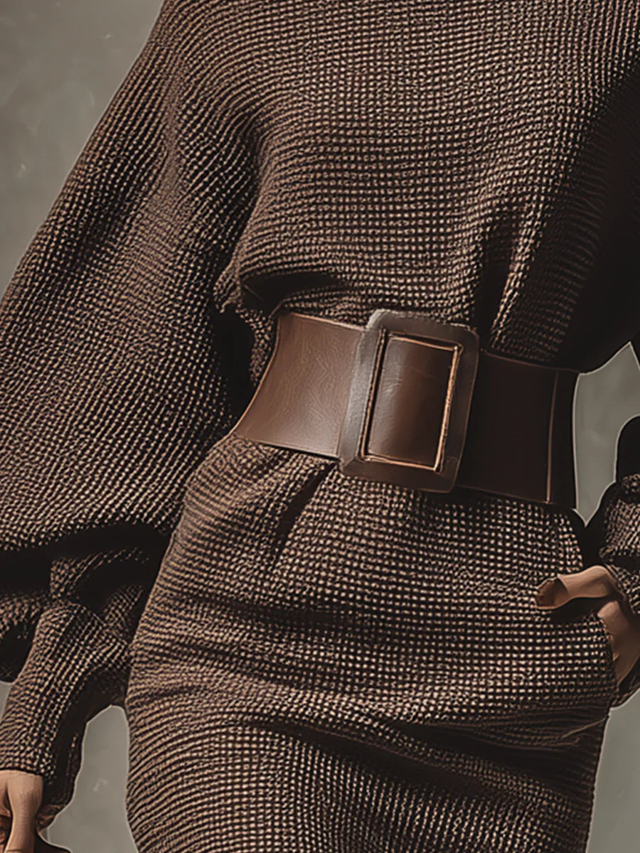 BLETHE WOMEN'S DARK BROWN VERSATILE MINI DRESS