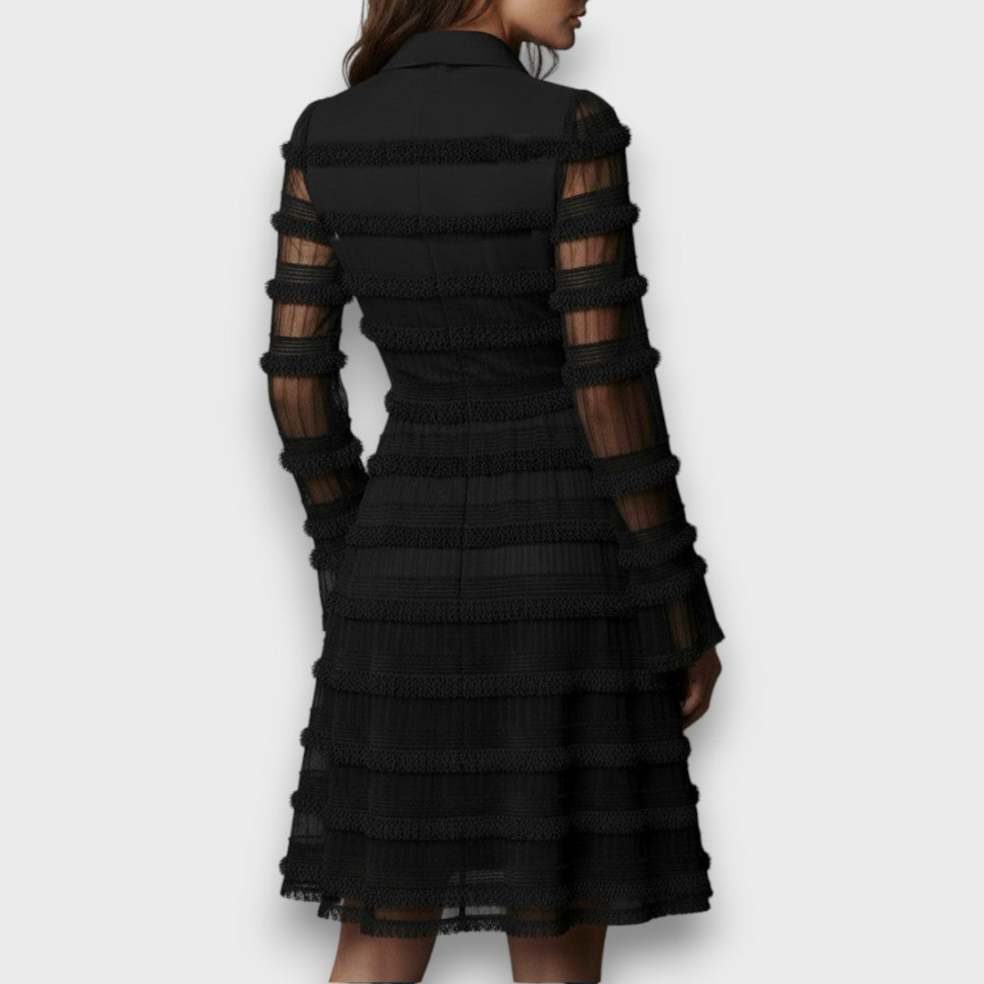 Parisa | Elegant Sheer Detail Midi Dress