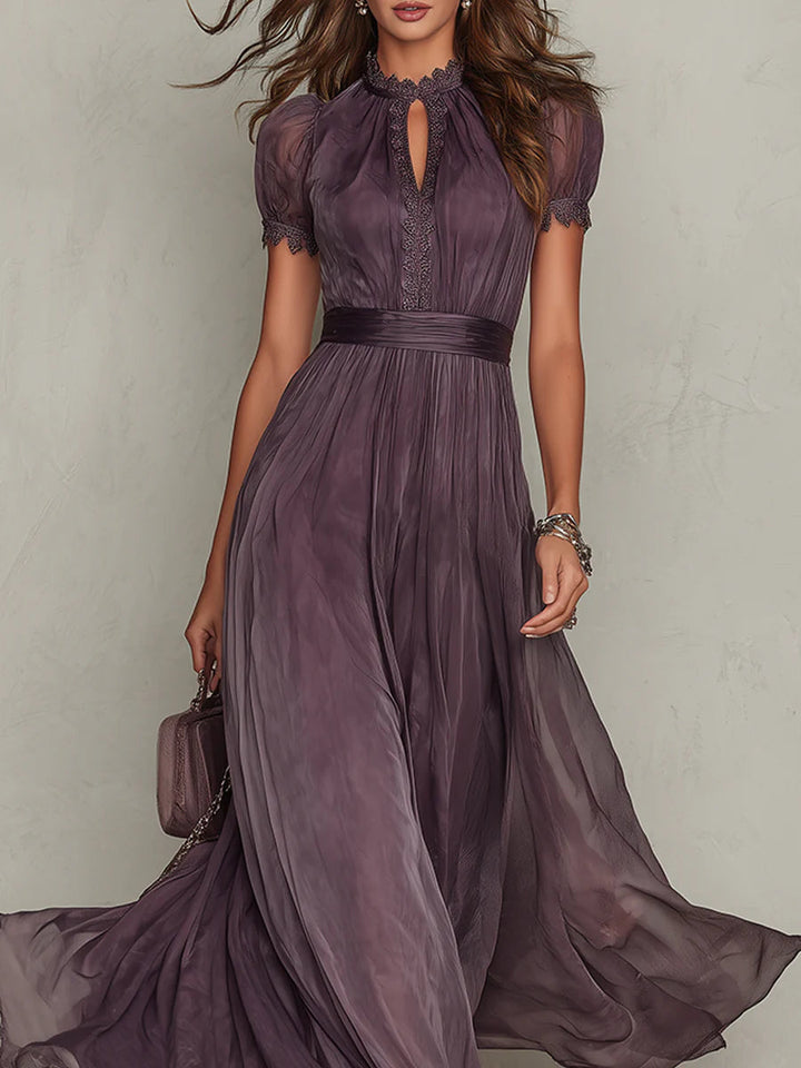 Elowira | Soft Chiffon Keyhole Maxi Dress