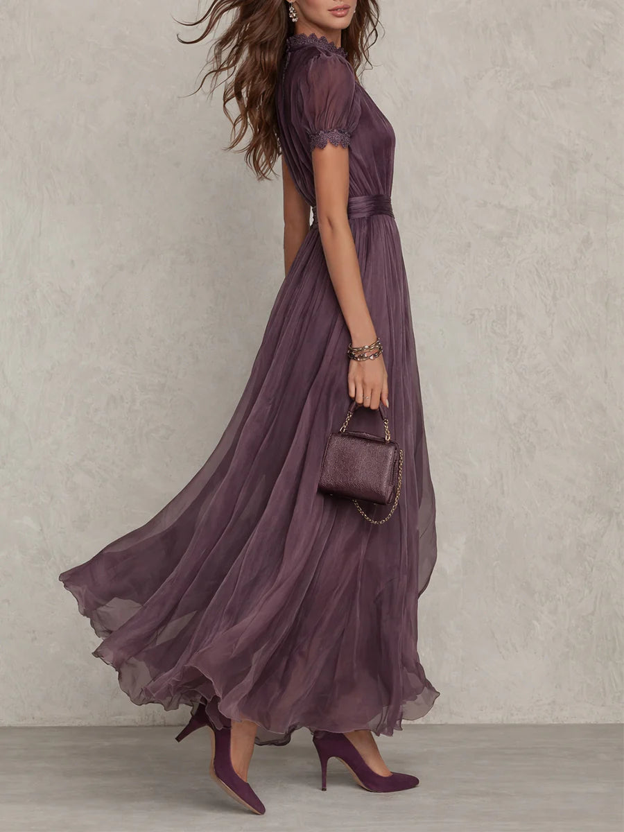 Elowira | Soft Chiffon Keyhole Maxi Dress