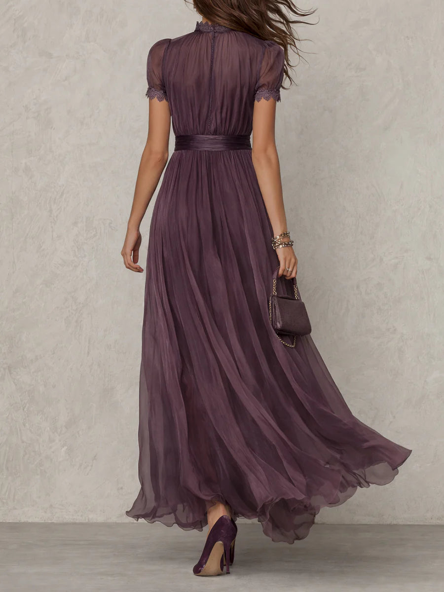 Elowira | Soft Chiffon Keyhole Maxi Dress