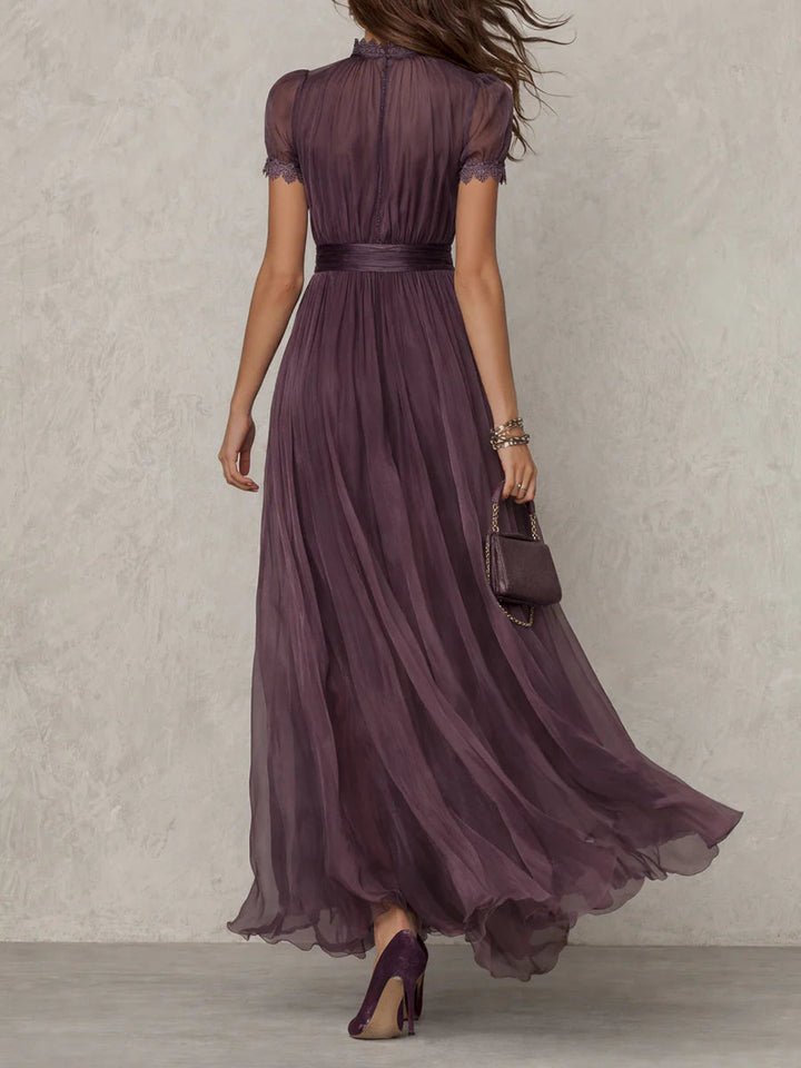 Elowira | Soft Chiffon Keyhole Maxi Dress