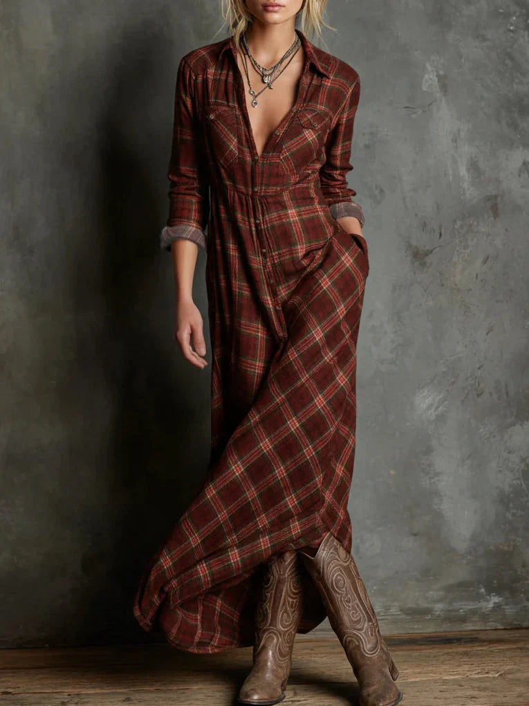 Livia | Relaxed Check Shirt Maxi Dress