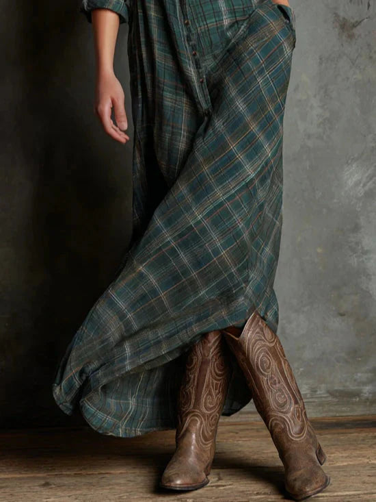 Livia | Relaxed Check Shirt Maxi Dress