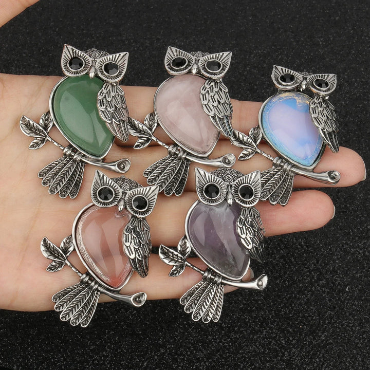 Crystal Owl Wisdom Pendant Necklace