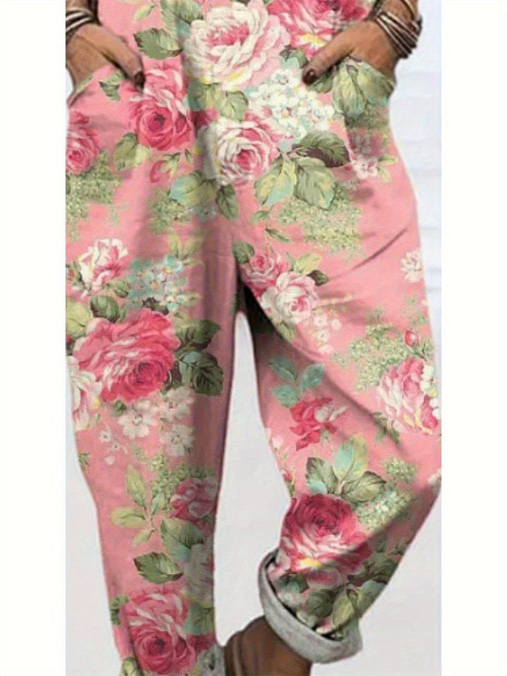 Plus Size - Plus Size - Plus Size Dames Casual Bedrukte Overalls, Stijlvolle Bedrukte Dames Dungarees Gemaakt van Comfortabele Stof, Perfect voor de Zomer met een Losse Pasvorm en Machinewasbaar