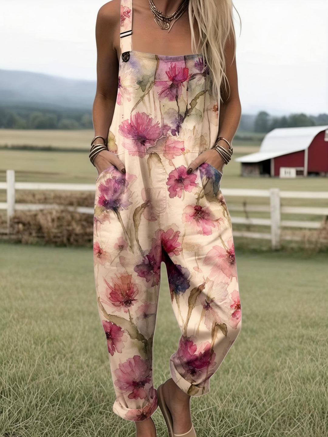 Lindenmere | Blush Petal Drift Dungarees