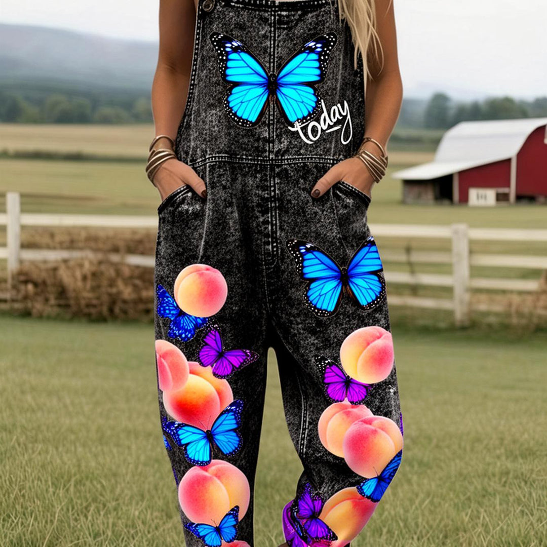 Hawthorne | Midnight Butterfly Orchard Dungarees