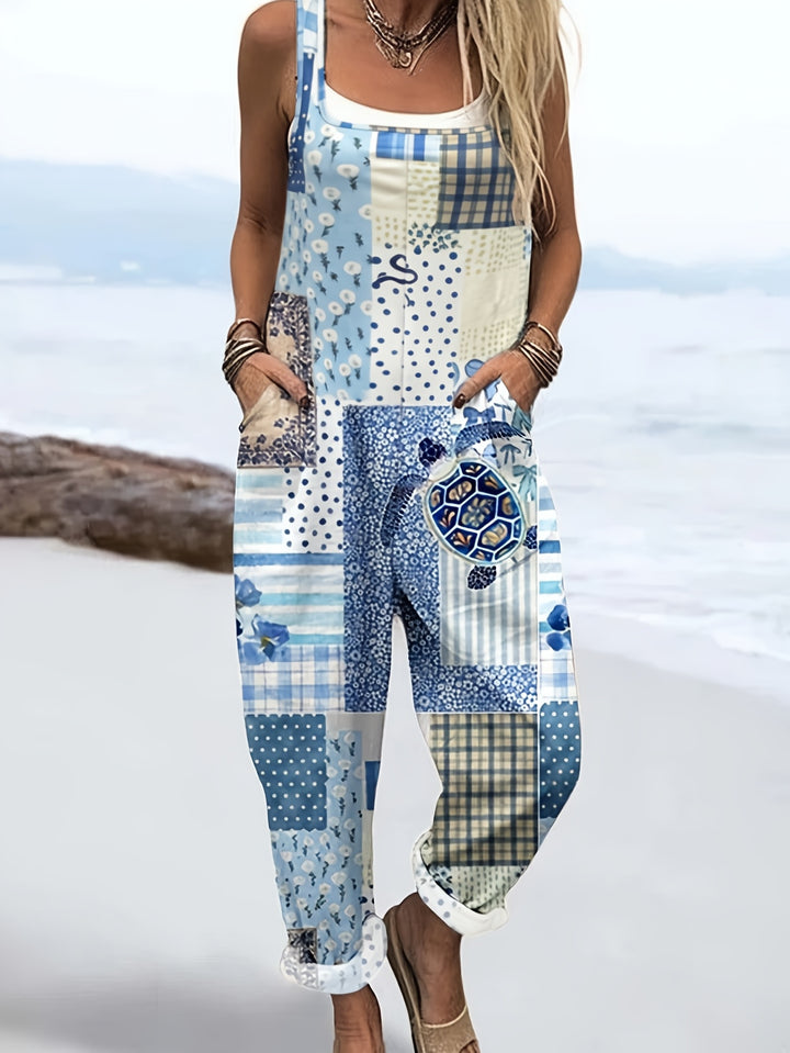 Modieuze dames jumpsuit met ruitpatroon en zakken voor strandvakanties in de lente en zomer, perfect voor stijlvolle zomeroutfits
