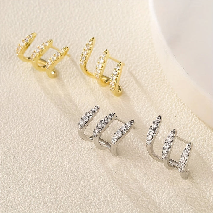 Elegant Rhinestone Three-Claw Earrings
