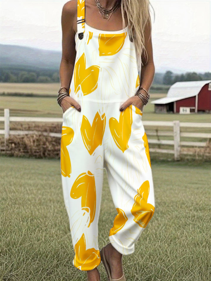 Grote maten, dames casual overalls met print in grote maten, zomerse witte Boheemse vrijetijdspak met vlinderprint, losse versie voor boerderijen en buiten, ontwerp met zakken, woon-werkverkeer- en vakantiestijl, machinewasbaar