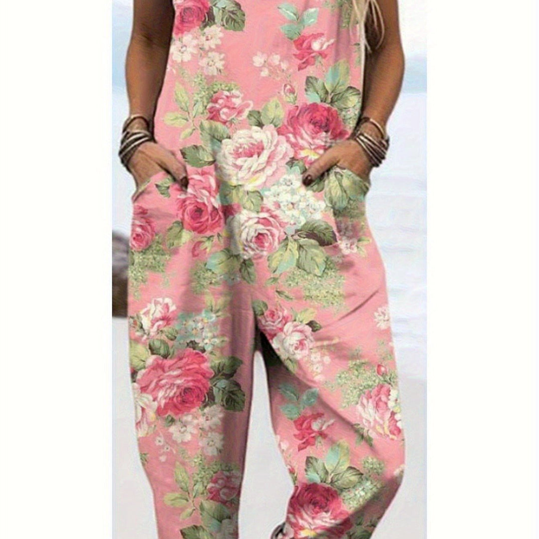 Plus Size - Plus Size - Plus Size Dames Casual Bedrukte Overalls, Stijlvolle Bedrukte Dames Dungarees Gemaakt van Comfortabele Stof, Perfect voor de Zomer met een Losse Pasvorm en Machinewasbaar