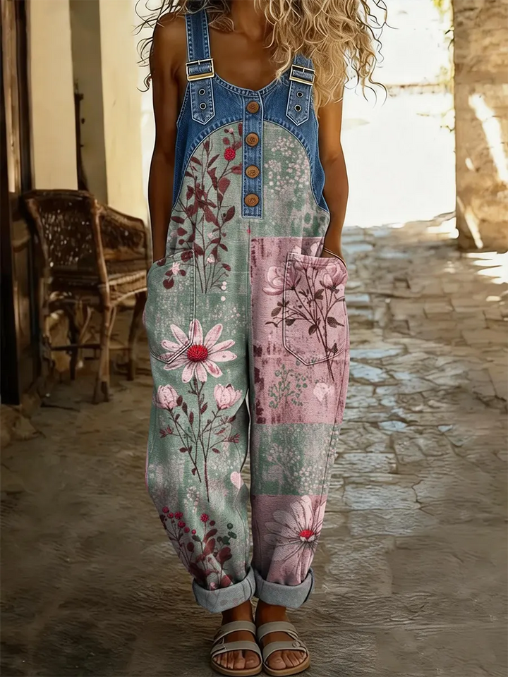 Aveline | Soft Patchwork Floral Dungarees
