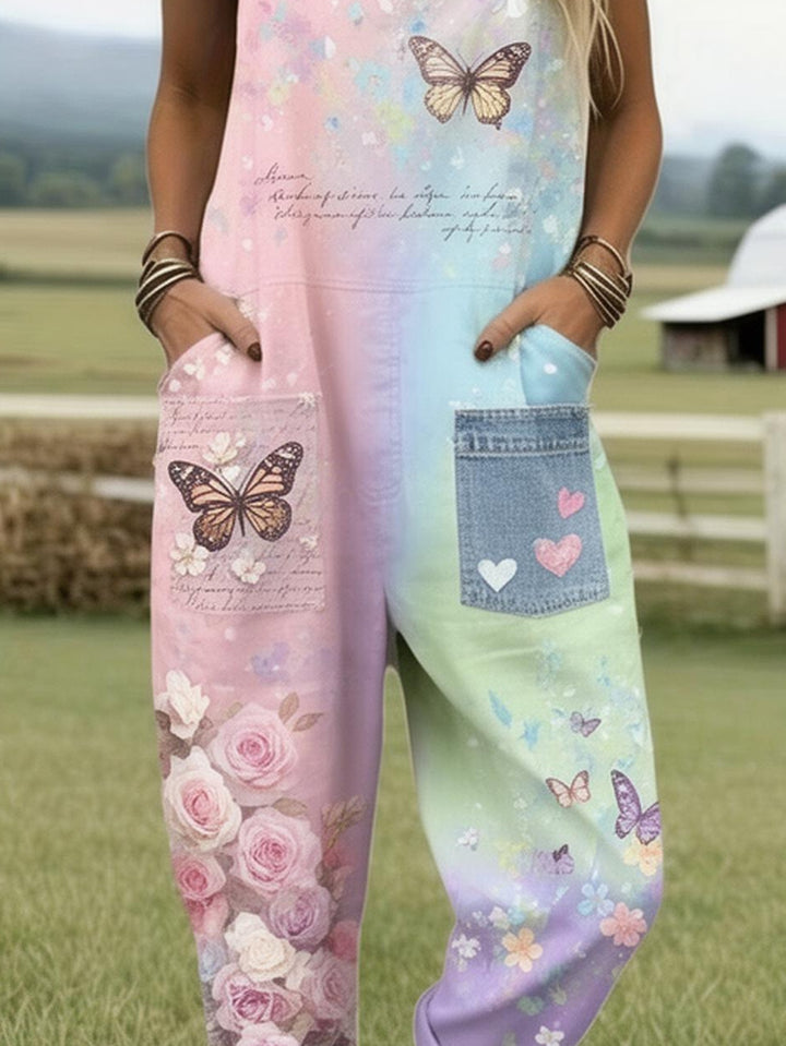 Rosalie | Soft Garden Butterfly Dungarees