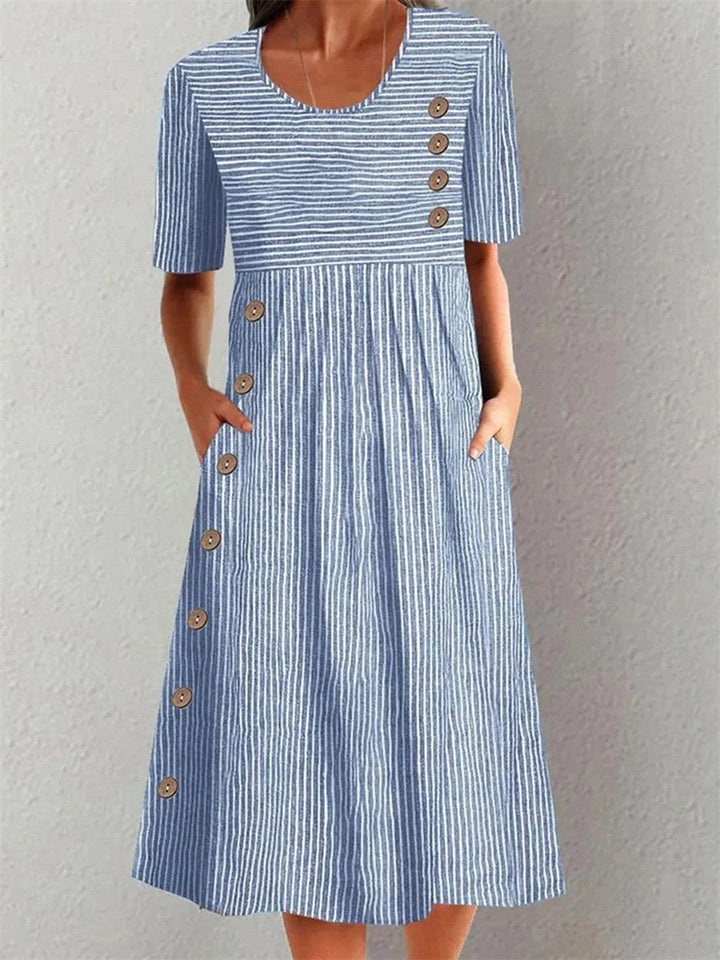 Luisa – Striped Cotton Midi Dress