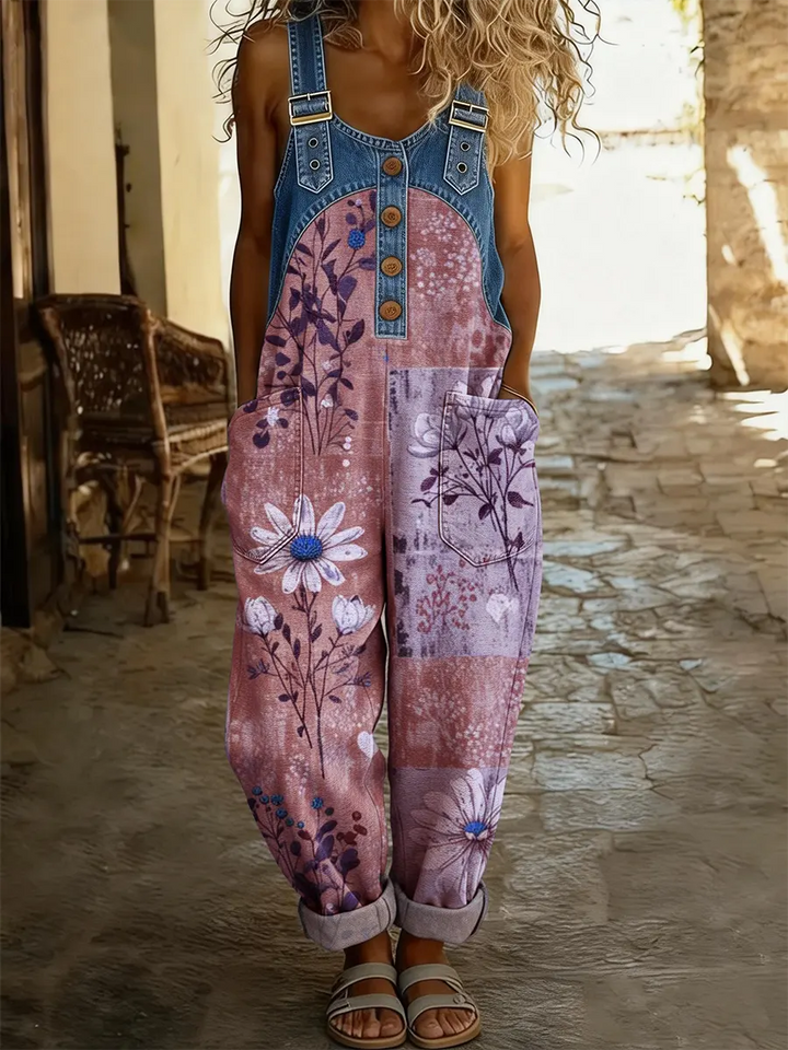 Aveline | Soft Patchwork Floral Dungarees