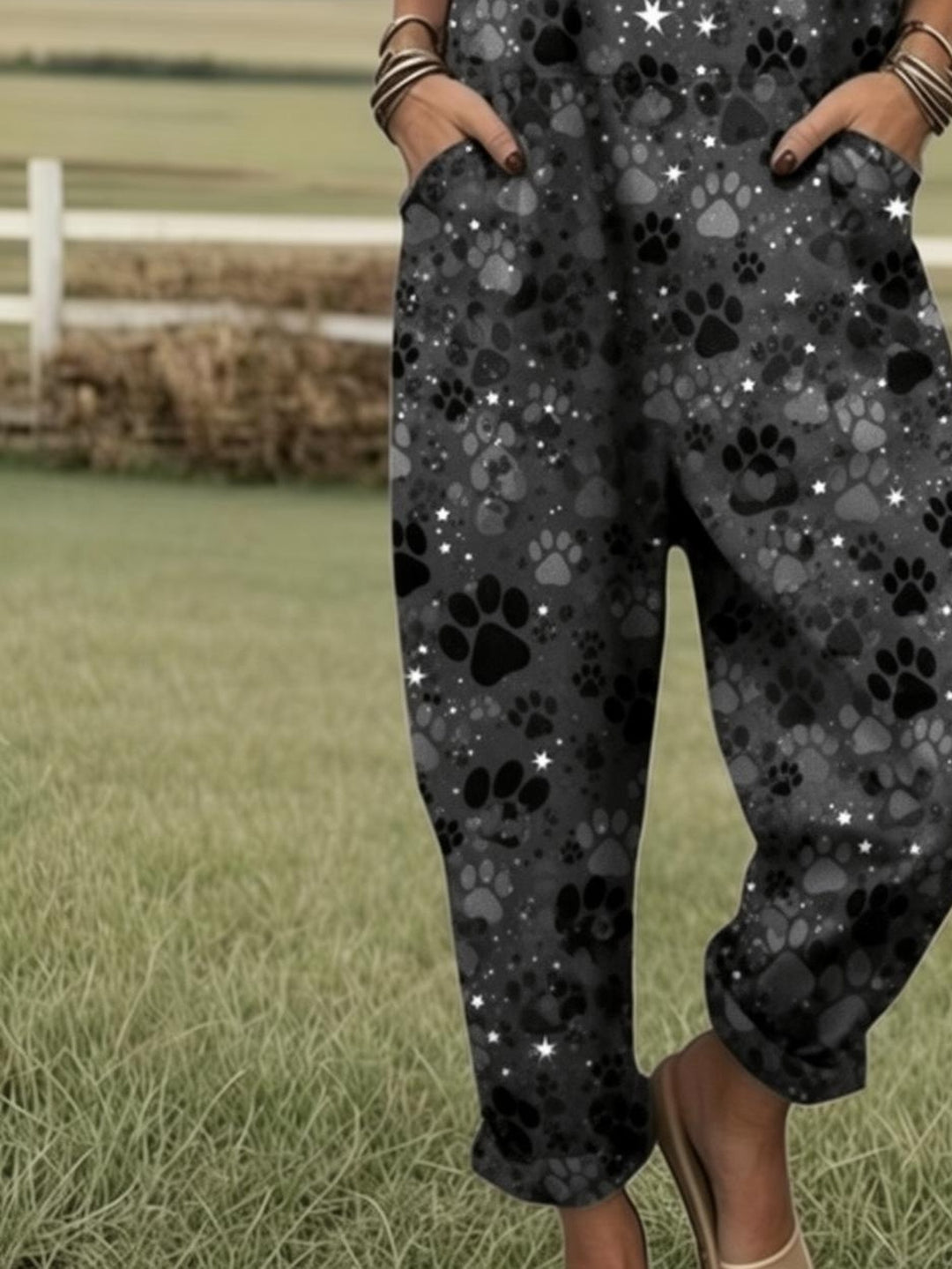 Darcy | Gentle Paw Print Dungarees