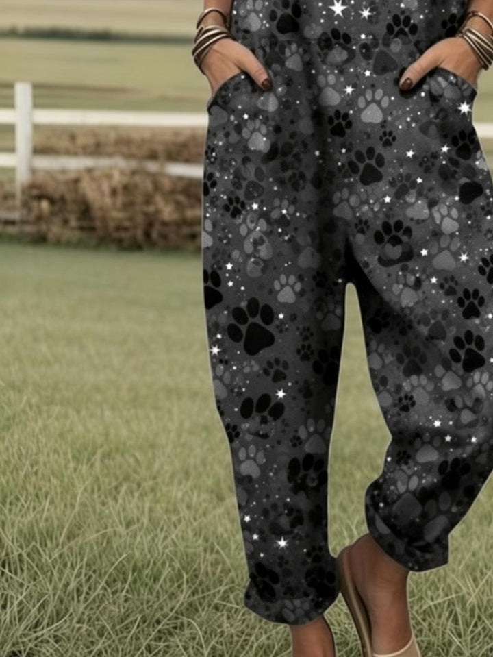 Darcy | Gentle Paw Print Dungarees