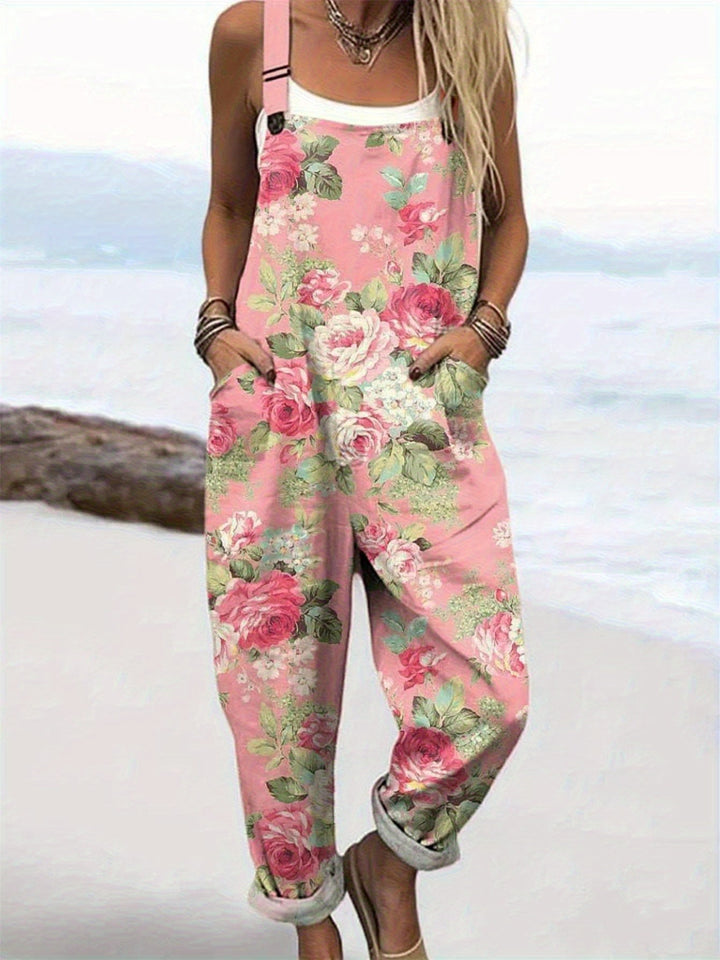 Plus Size - Plus Size - Plus Size Dames Casual Bedrukte Overalls, Stijlvolle Bedrukte Dames Dungarees Gemaakt van Comfortabele Stof, Perfect voor de Zomer met een Losse Pasvorm en Machinewasbaar