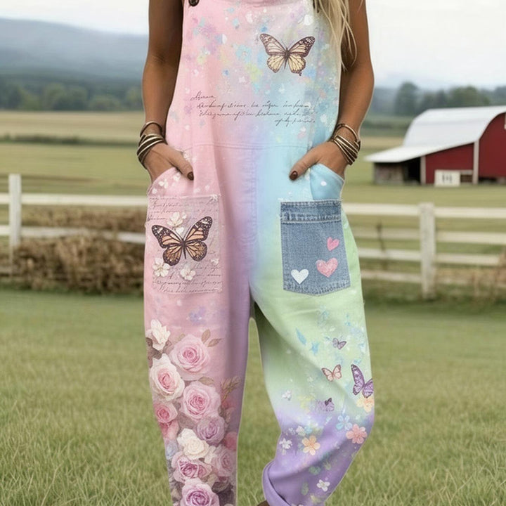 Rosalie | Soft Garden Butterfly Dungarees