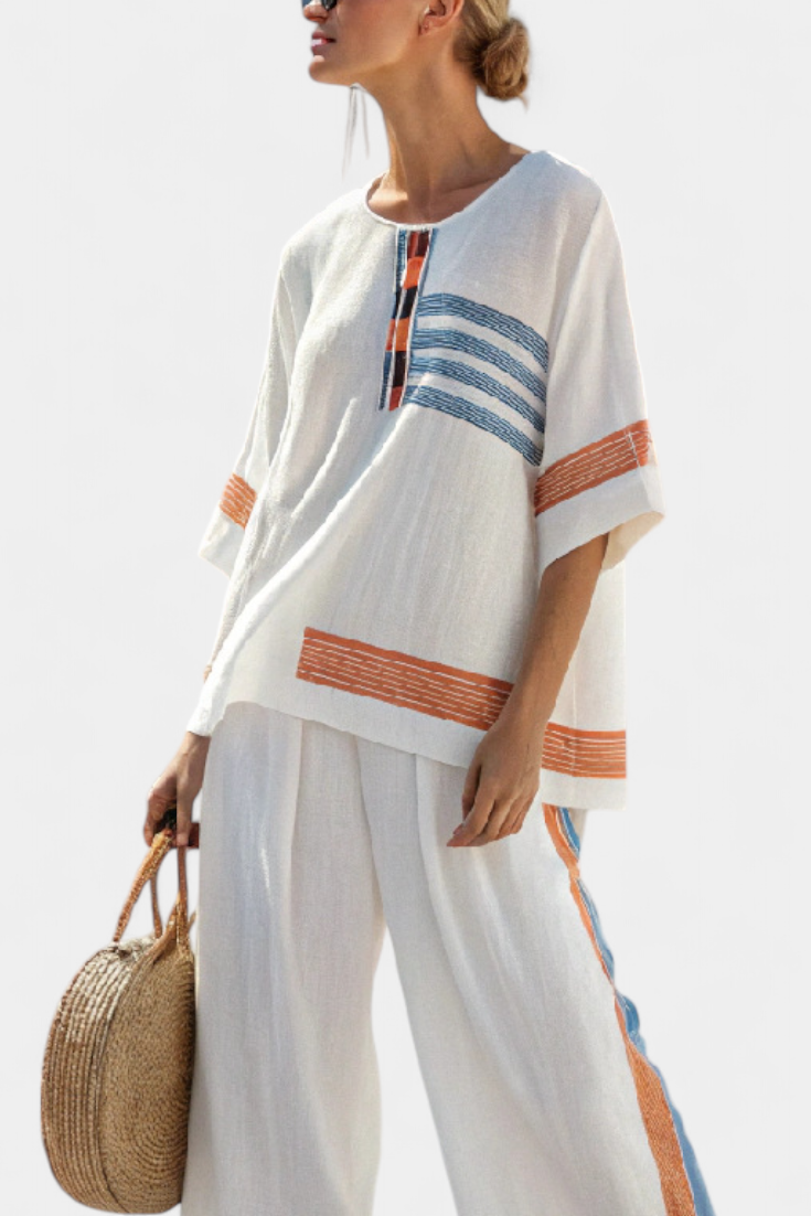 Donatella - sophisticated orange trousers set