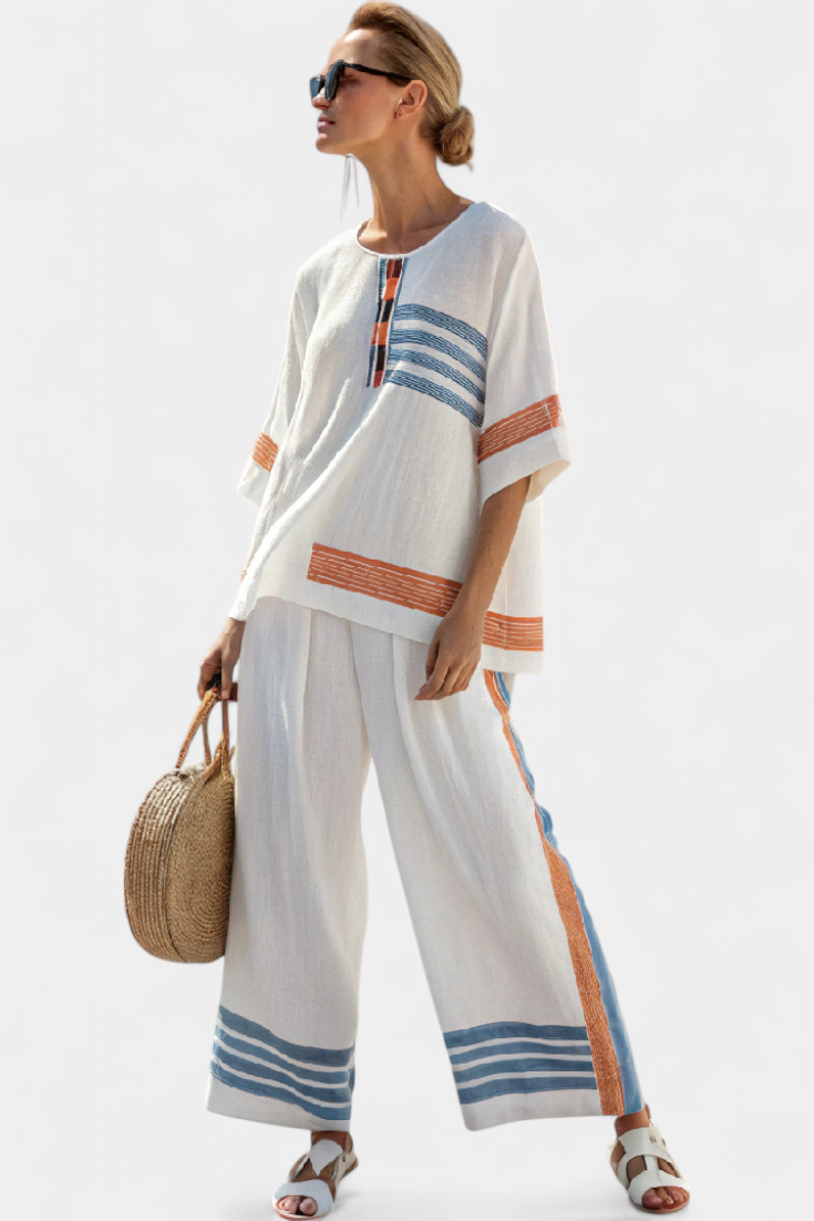 Donatella - sophisticated orange trousers set