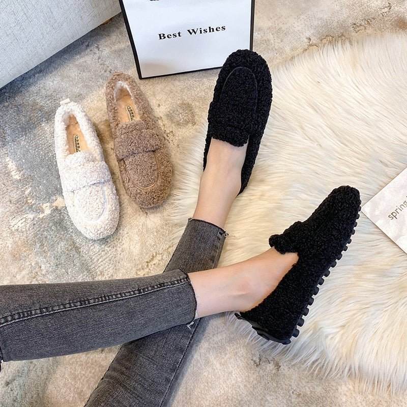 Women's Cozy Sherpa Loafers | Faux Fur Lined | Non-Slip Rubber Sole | Multicolour