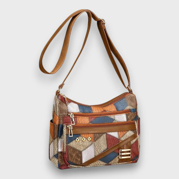Maria – Leather Shoulder Bag with Patchwork Design
