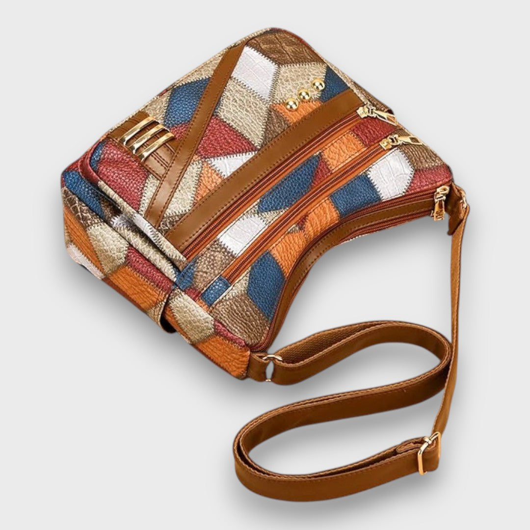 Maria – Leather Shoulder Bag with Patchwork Design