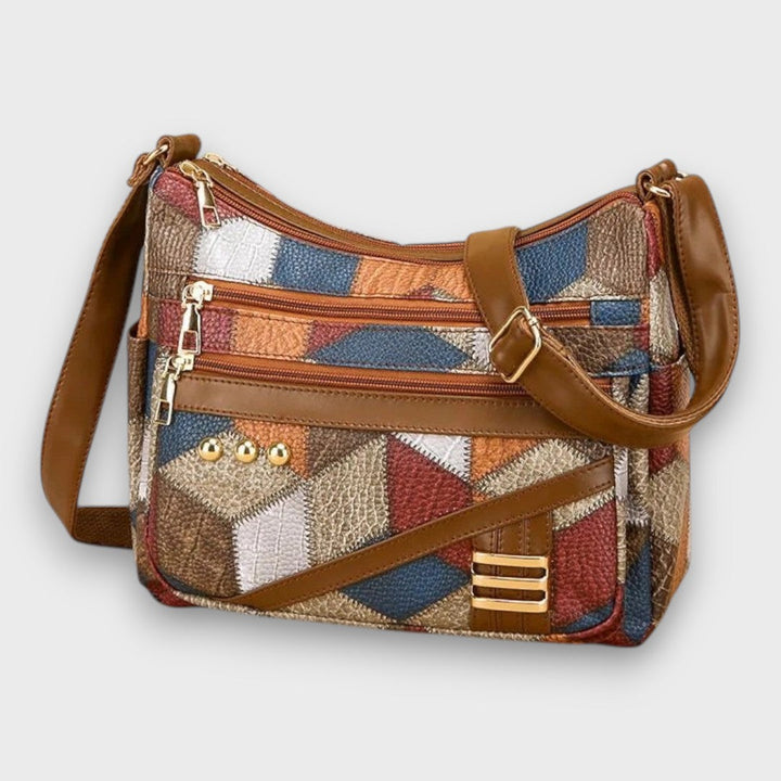 Maria – Leather Shoulder Bag with Patchwork Design
