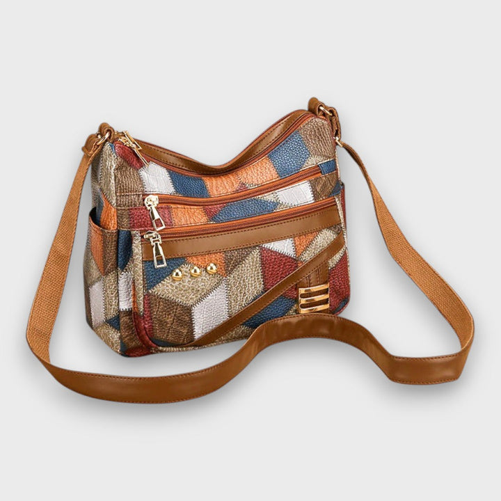 Maria – Leather Shoulder Bag with Patchwork Design