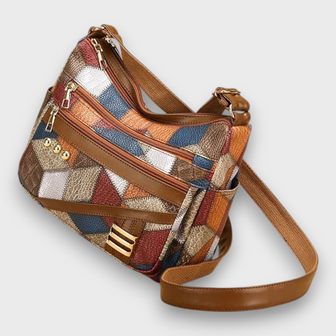 Maria – Leather Shoulder Bag with Patchwork Design