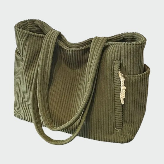 Tilda – Ribbed Tote Bag Featuring Cord Accents