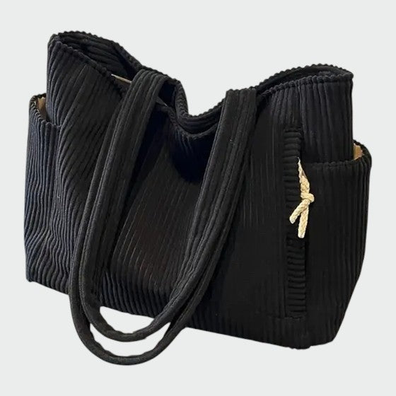 Tilda – Ribbed Tote Bag Featuring Cord Accents