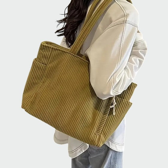 Tilda – Ribbed Tote Bag Featuring Cord Accents