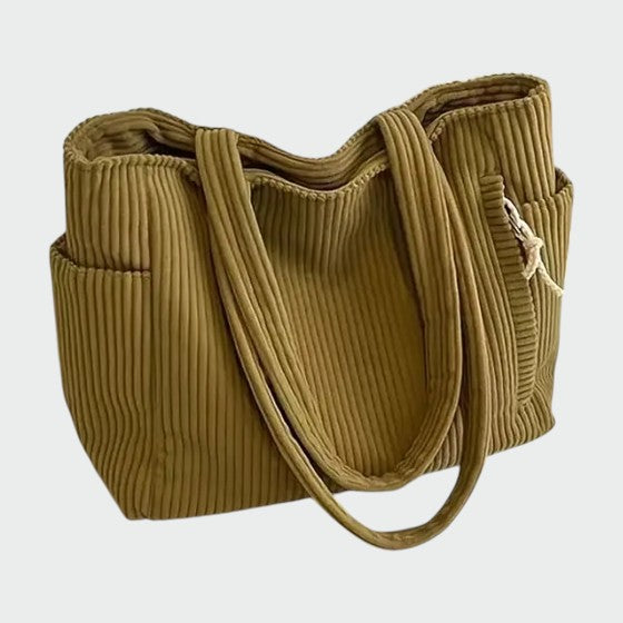 Tilda – Ribbed Tote Bag Featuring Cord Accents