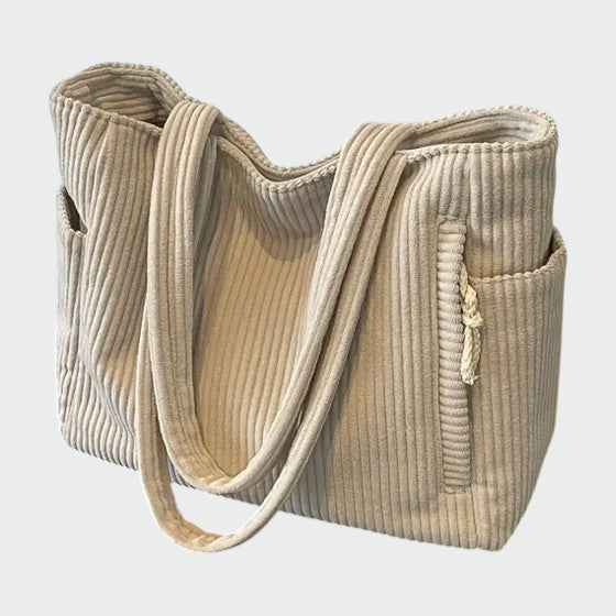 Tilda – Ribbed Tote Bag Featuring Cord Accents