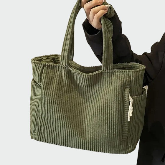 Tilda – Ribbed Tote Bag Featuring Cord Accents