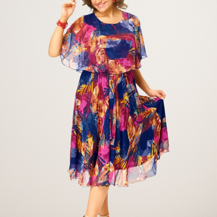 Elena™ | Vibrant Flow Midi Dress