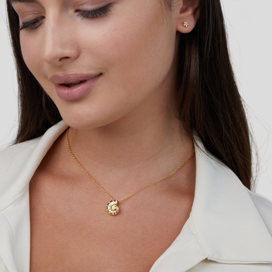 Crystal Shell Pendant Necklace