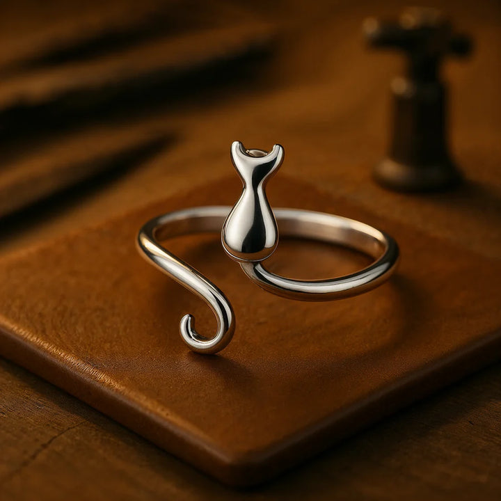 Midnight Cat Silver Ring