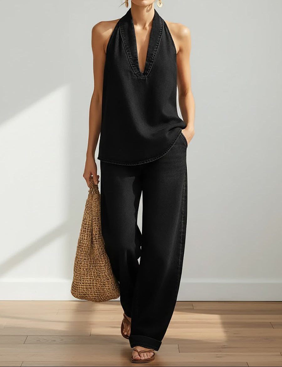 Saylor | Soft Denim Two-Piece Set