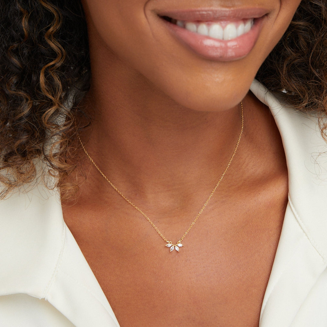 Omelia Crystal Leaf Pendant Necklace